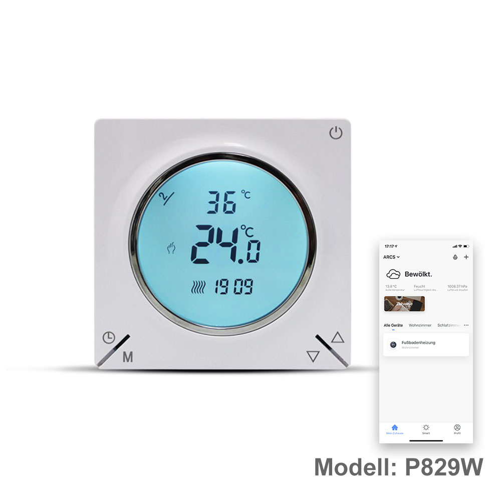Protron Thermostate f/ür elektrische Fu/ßbodenheizung TWIN und Infrarotheizung Infrarotpanel P7036 Modell Unterputz
